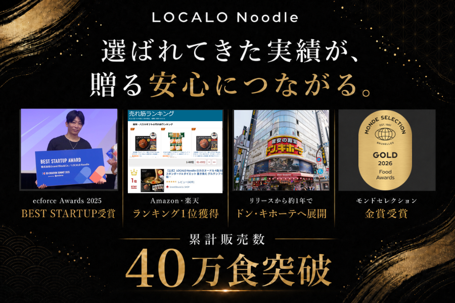 ecforce Awards受賞、Amazon・楽天ランキング1位、ドン・キホーテ展開などLOCALO Noodleの実績